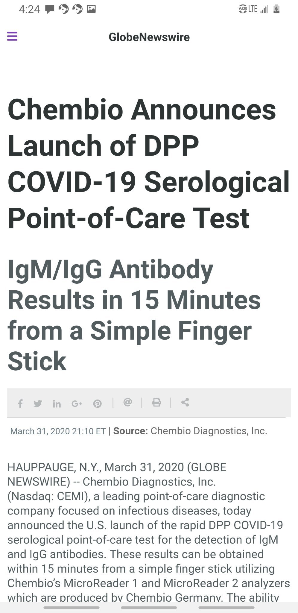 $Chembio Diagnostics (CEMI.US)$