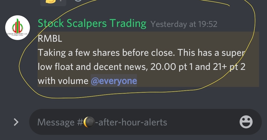 $RumbleON (RMBL.US)$ I didn't chase this one yesterday, but I'm telling you we don't miss anything 💰💰💰 Alerted before close for the afternoon push. You would...