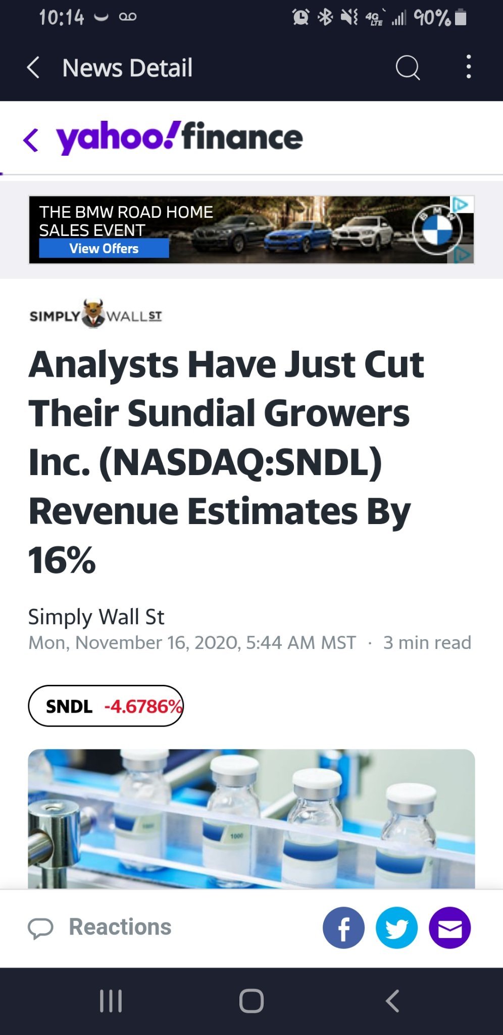 $SNDL Inc (SNDL.US)$ Fake News on Webull posted today! Thats why it dopping. Sad!