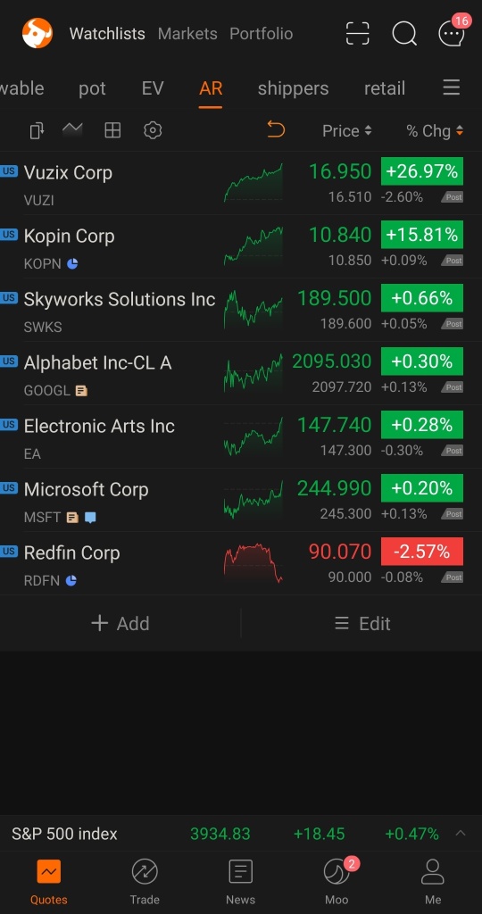 AR (augmented reality) scalp list