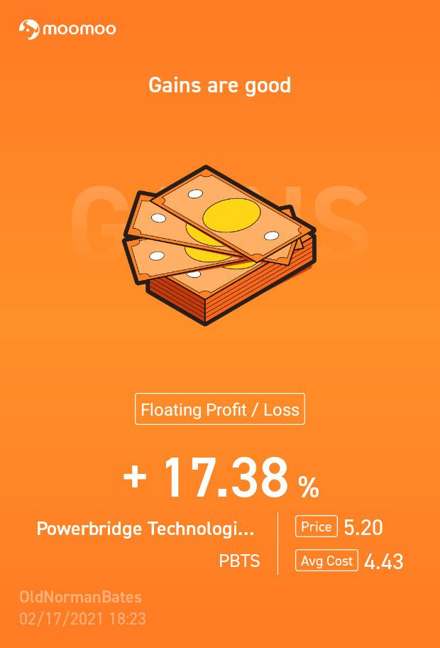 $宏橋高科 (PBTS.US)$ 那是擁有一天財產的正確方向！