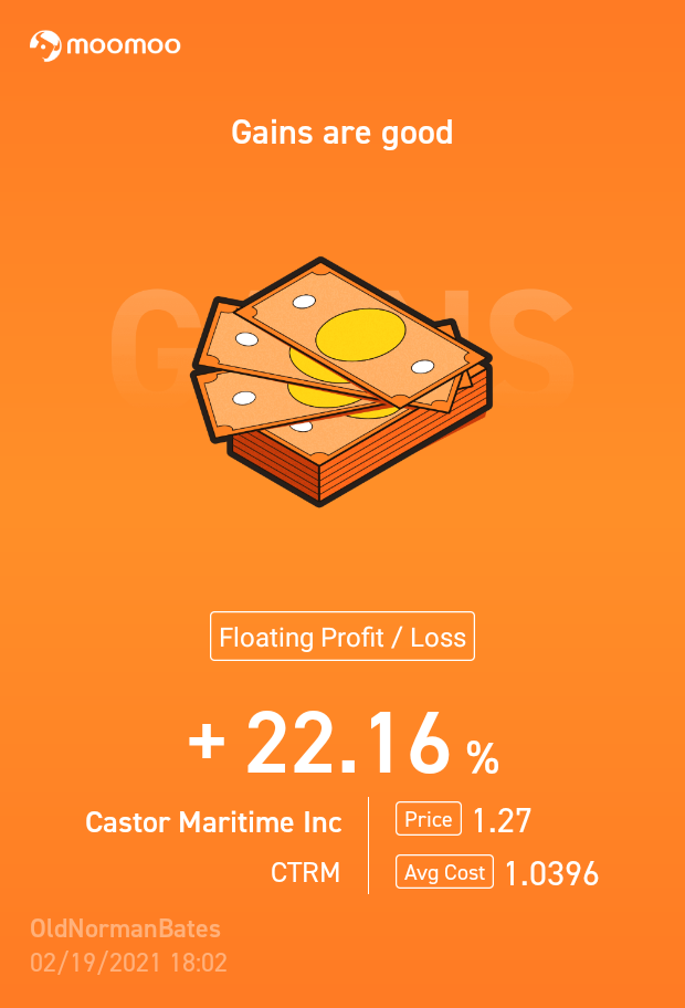 $Castor Maritime (CTRM.US)$ 我們的船隻又知道要去哪裡了！今天完全反彈 😅