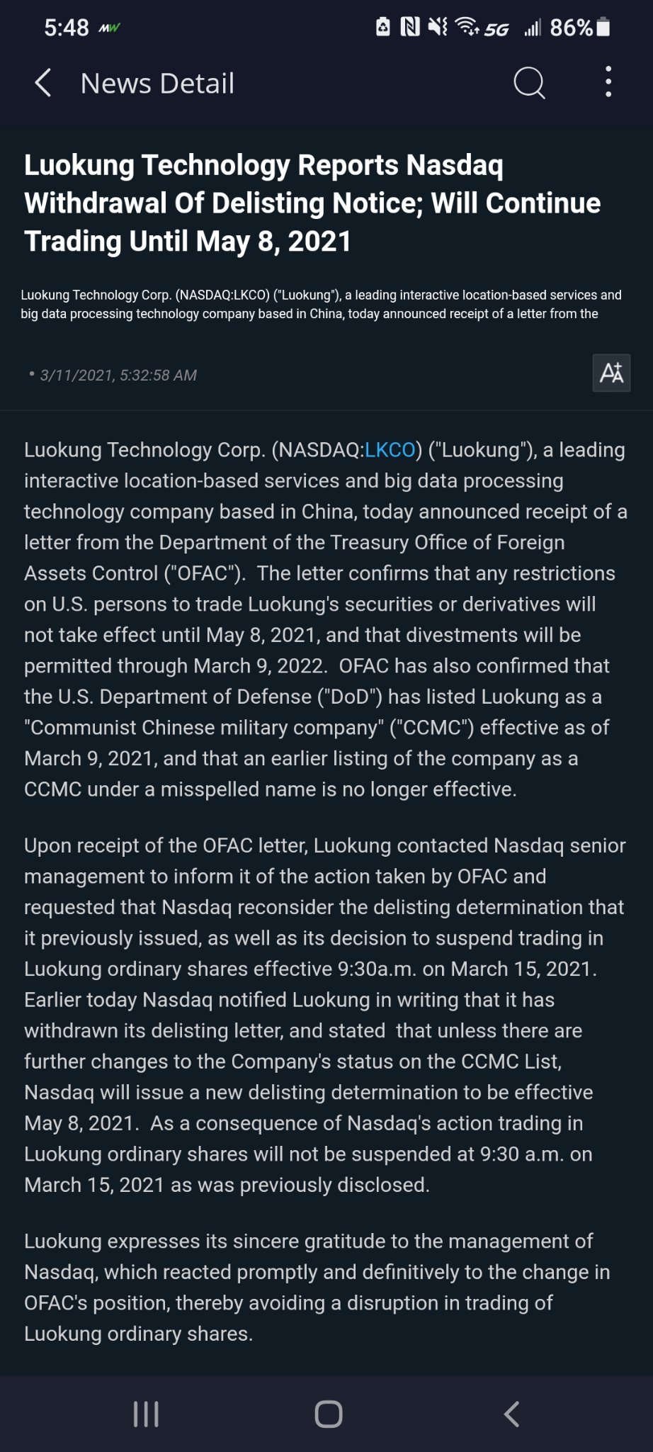 $Luokung Technology (LKCO.US)$