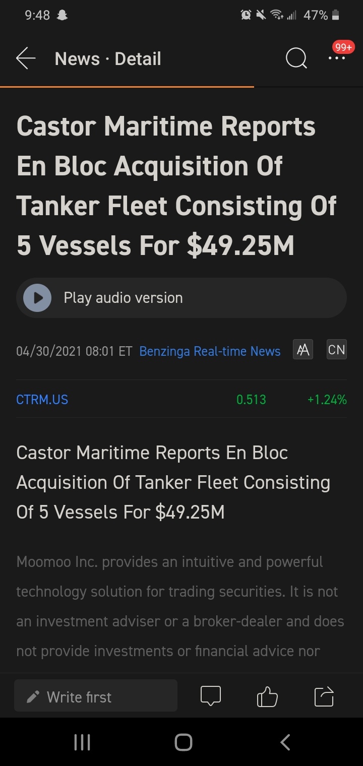 $Castor Maritime (CTRM.US)$ dang good acquisition!  5 for the price of 2