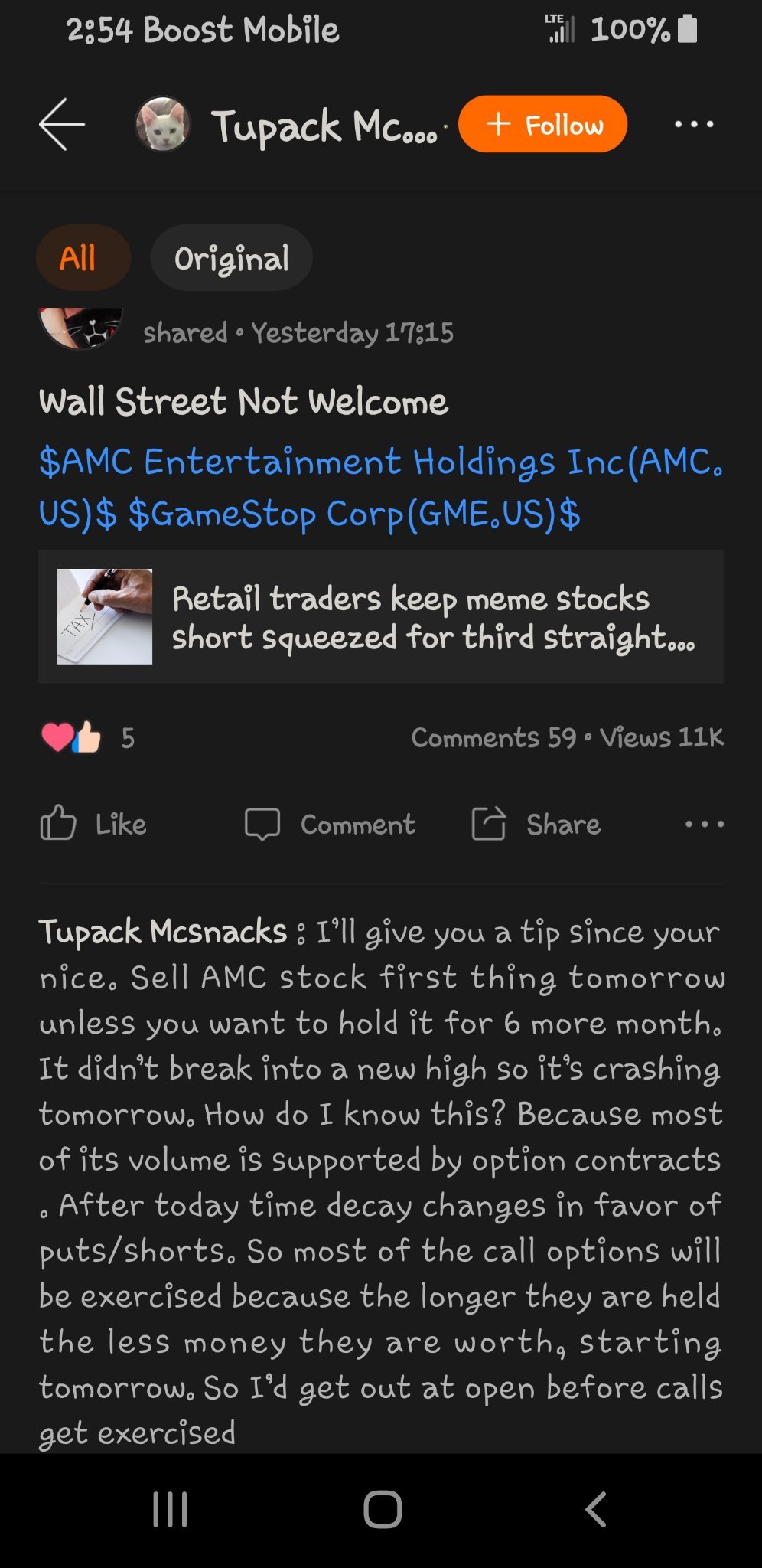 $AMC Entertainment (AMC.US)$ Mcsnacks where you at bro?