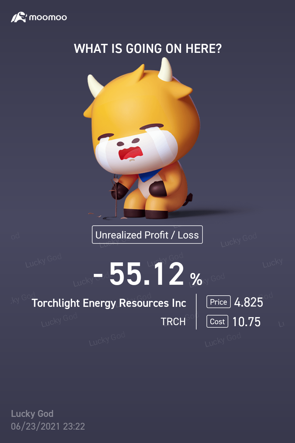 $Torchlight Energy Resources (TRCH.US)$ 真的被困住了 [心碎]