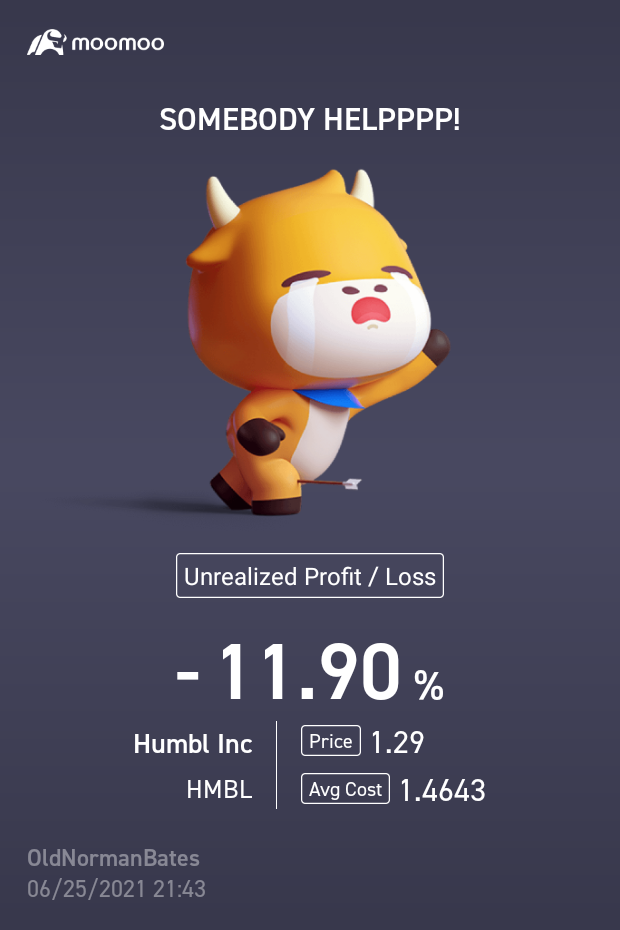 $Humbl Inc (HMBL.US)$下落しましたが、少し追加され、再び上昇しました。HMBLが好きです。