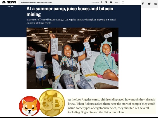 Training kids on Crypto already! NBC News this morning, they like Doge and Shiba Inu.