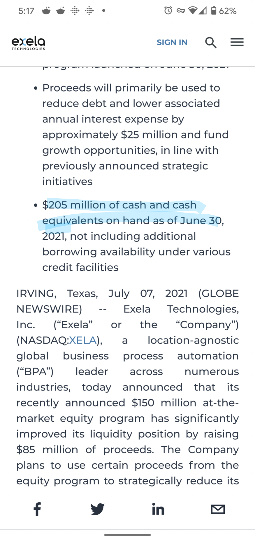 Positive cash flow