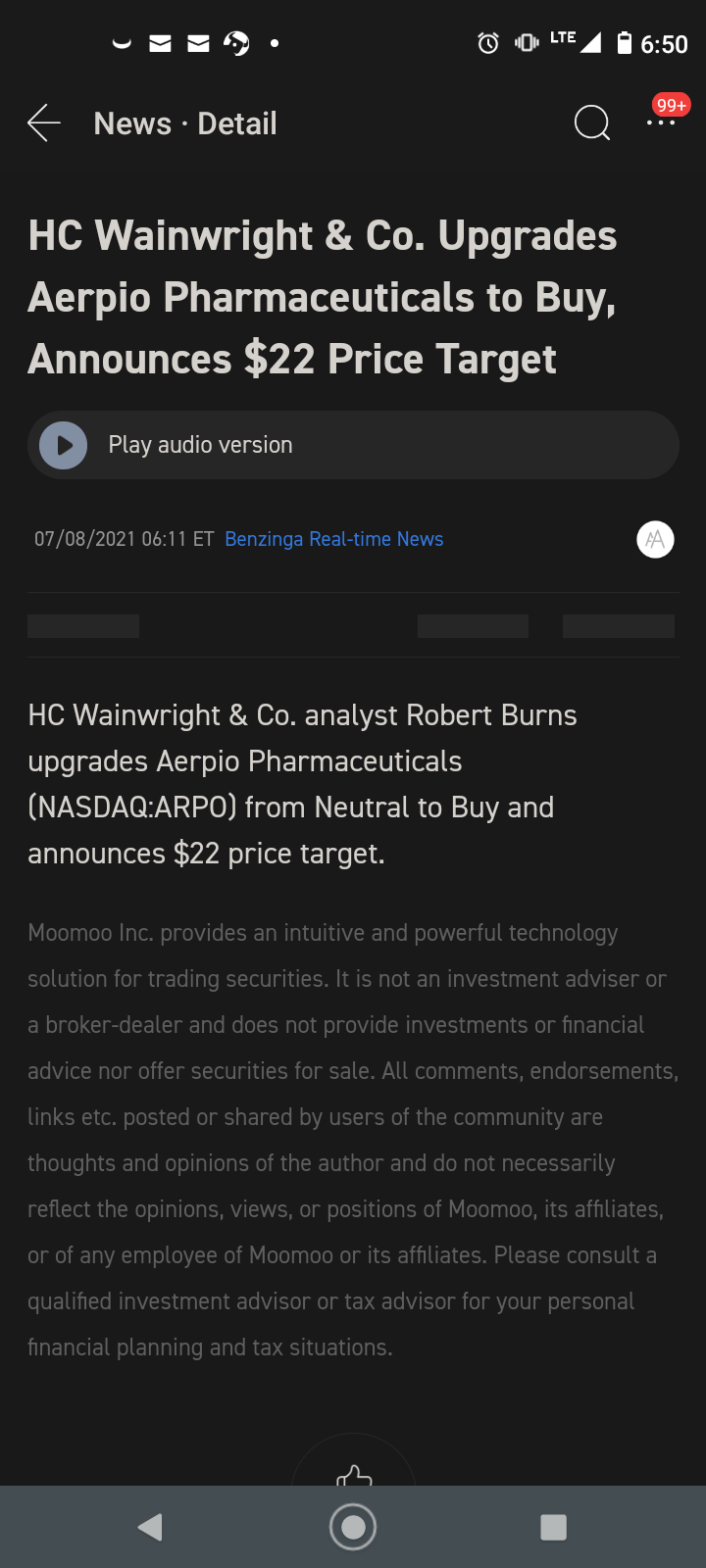 $Aerpio Pharmaceuticals (ARPO.US)$ 22 dollar pt??? 👀  dang... what they got going on 🤔