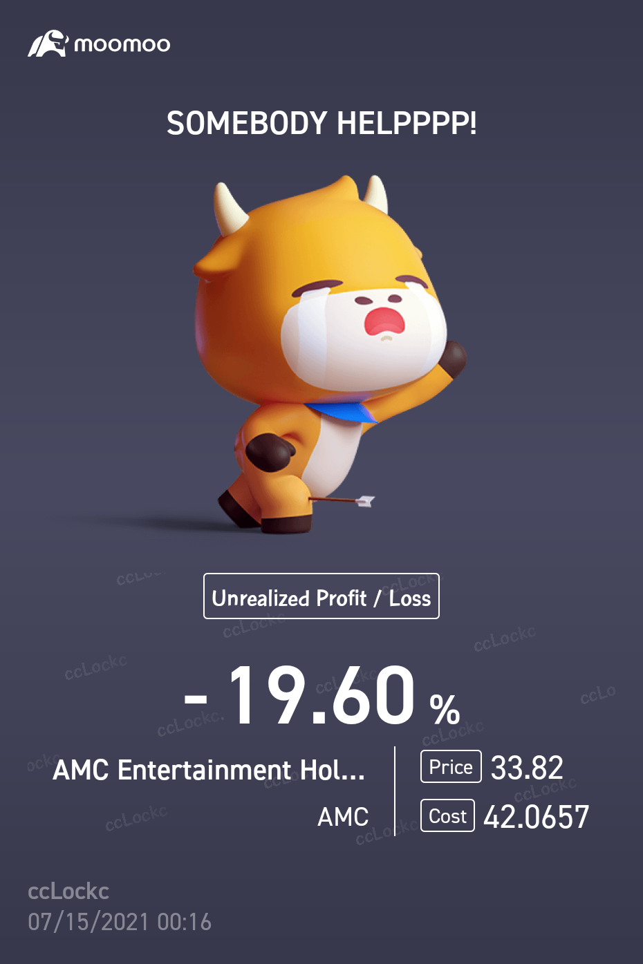 $AMC院线 (AMC.US)$ 在 35.5 时买的还为时过早... 本可以进一步降低等级但无论如何都要按住它！