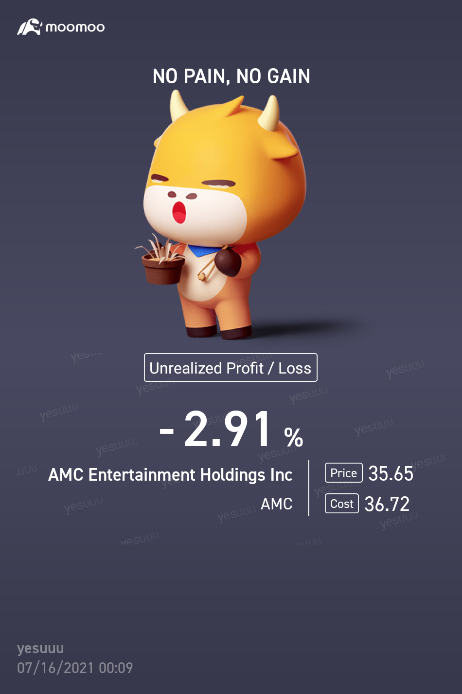 $AMCエンターテインメント クラスA (AMC.US)$私は信頼していたので幸運にも36点の損失を得ました