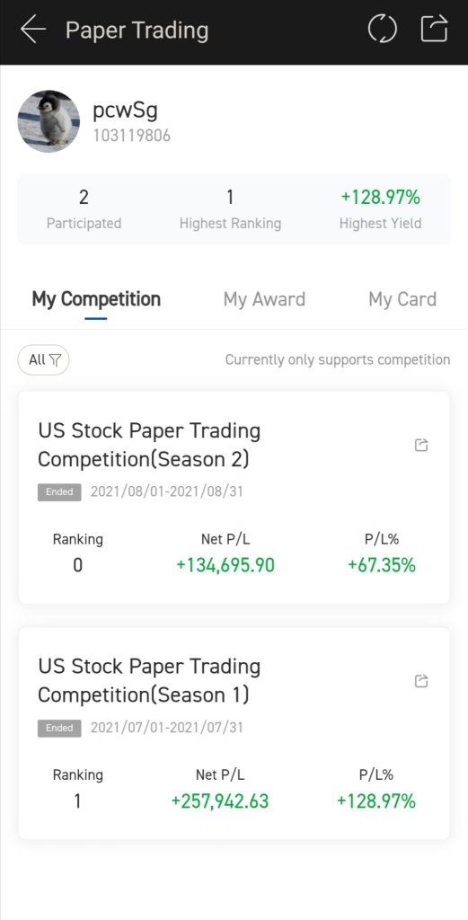 pcwSg's US Stock Paper Trading Competition strategy reveal