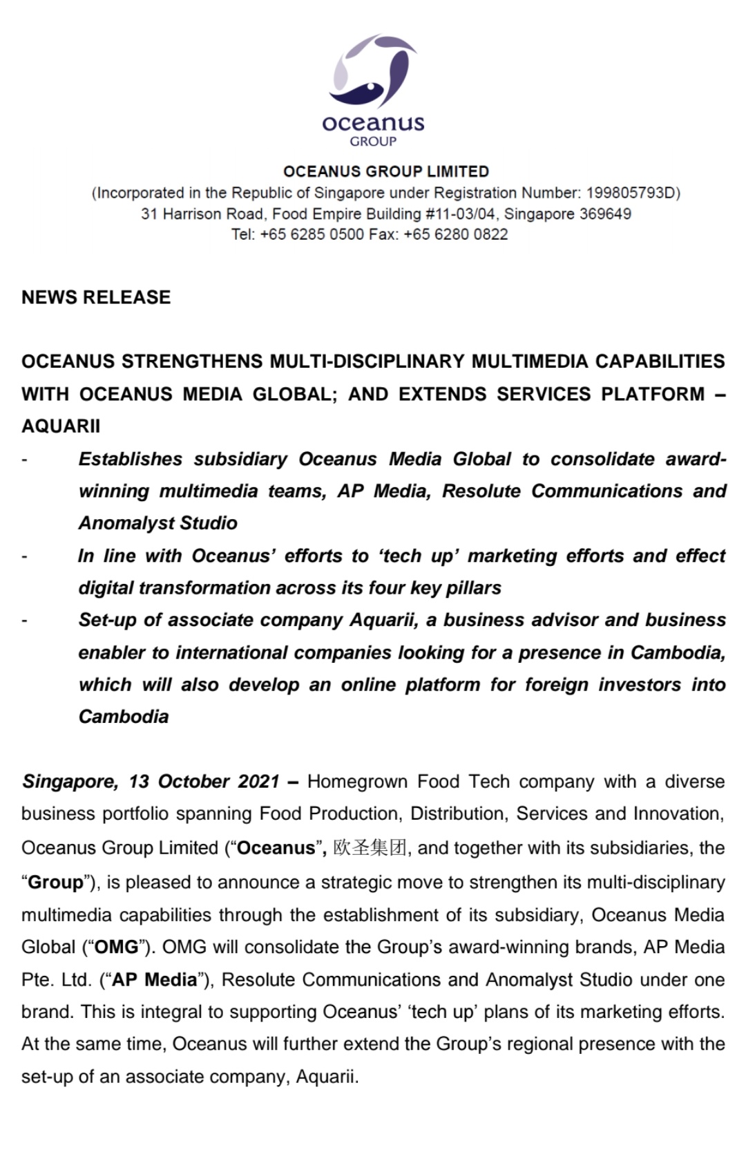 $Oceanus (579.SG)$  news release from sgx .... OMG...will be jumped today ?