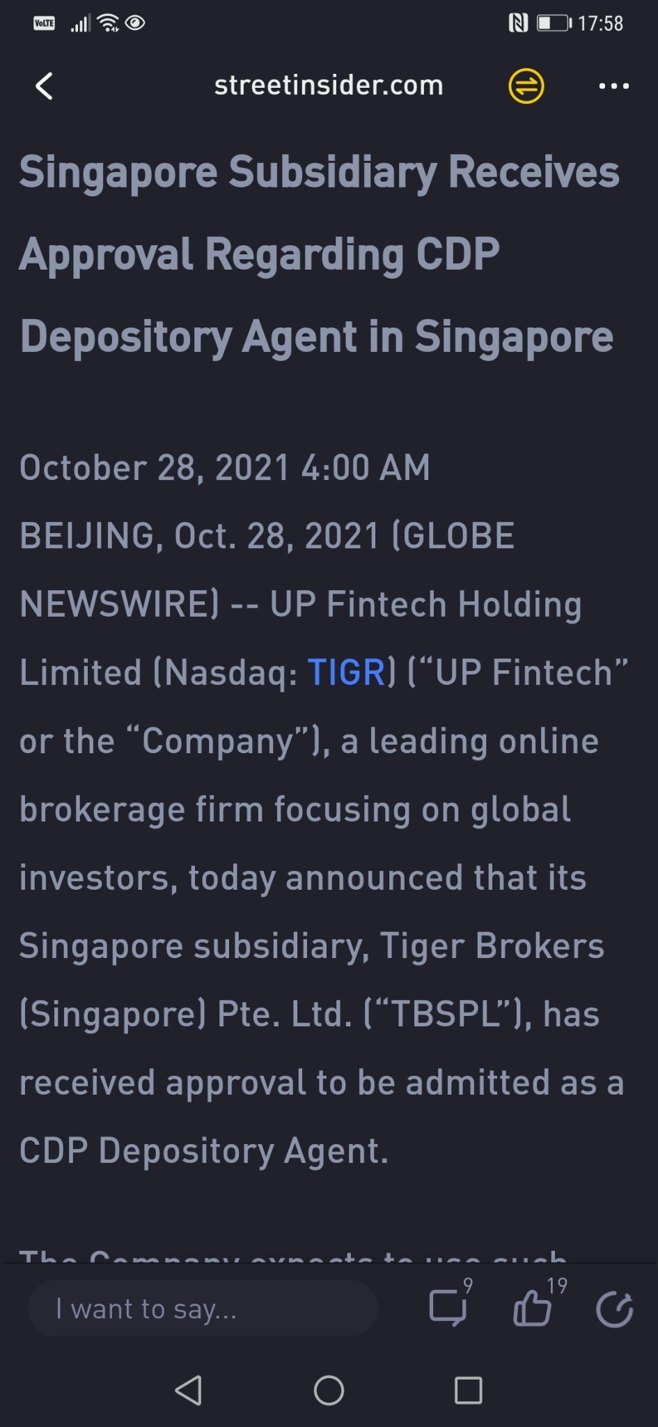 $向上融科 (TIGR.US)$ 到了的时间