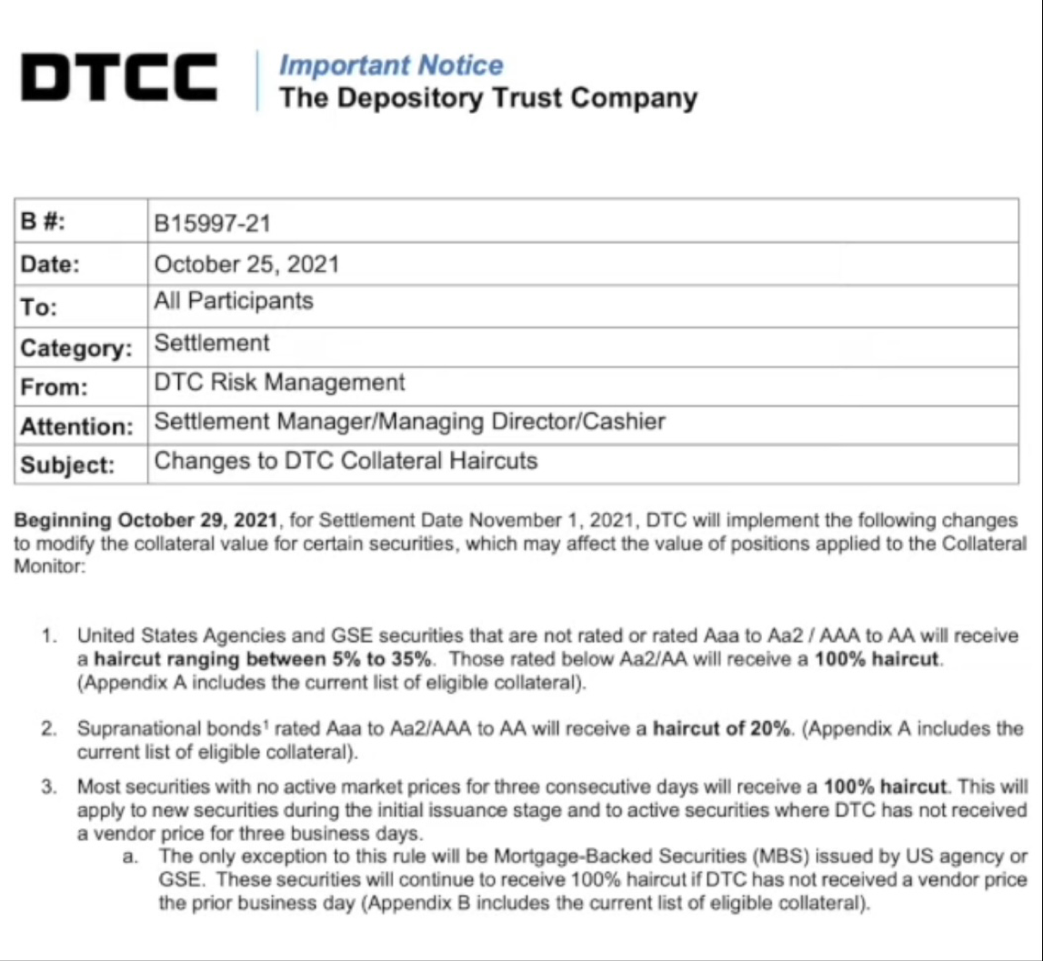 $AMC院线 (AMC.US)$$游戏驿站 (GME.US)$ 这很可能是新的DTCC"风险管理/抵押减值"规则的结果，在周五生效，结算日为T+1，就是今天！😏