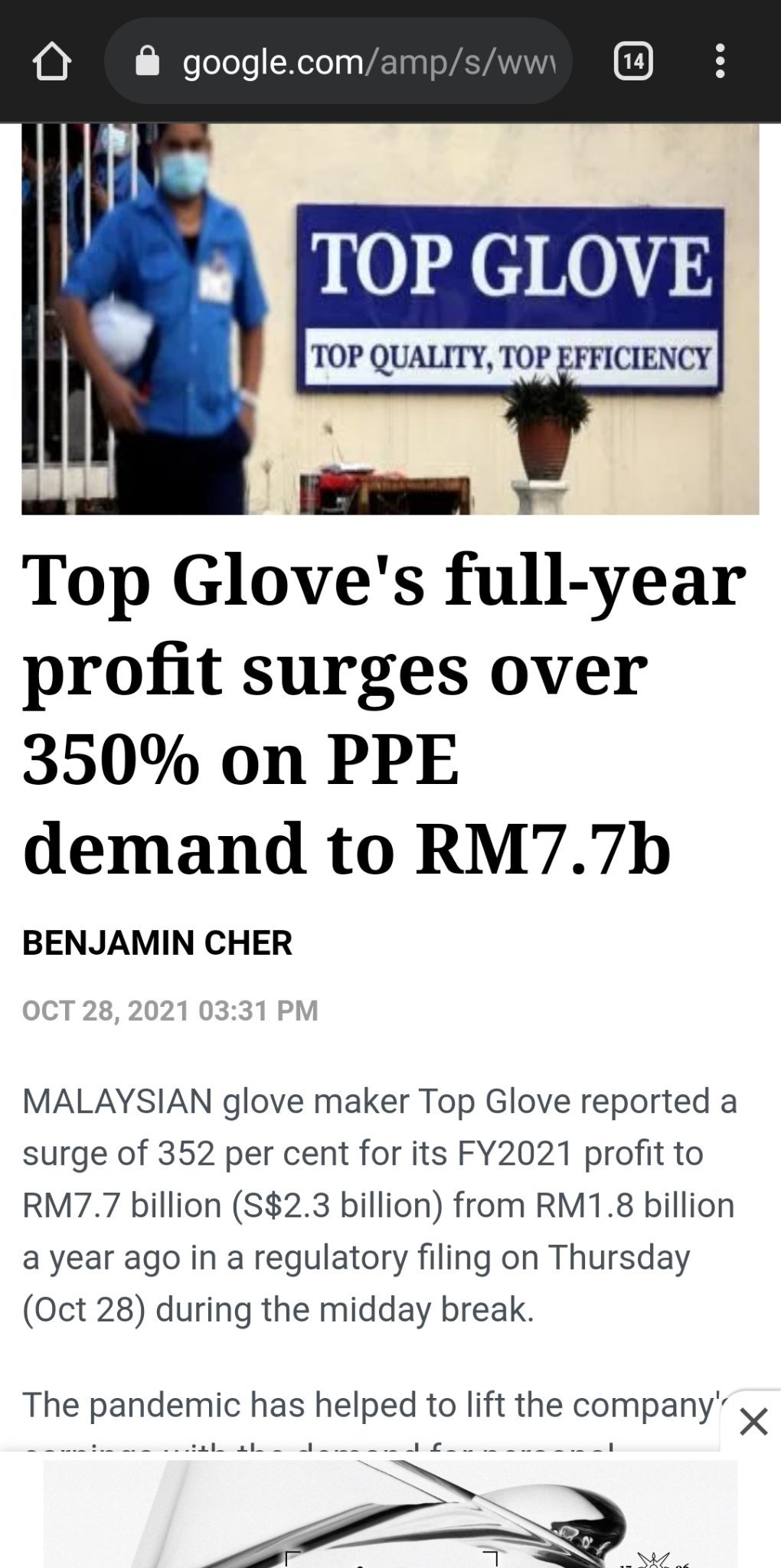 $Top Glove (BVA.SG)$ https://www.google.com/amp/s/www.businesstimes.com.sg/companies-markets/top-gloves-full-year-profit-surges-over-350-on-ppe-demand-to-rm77b%...