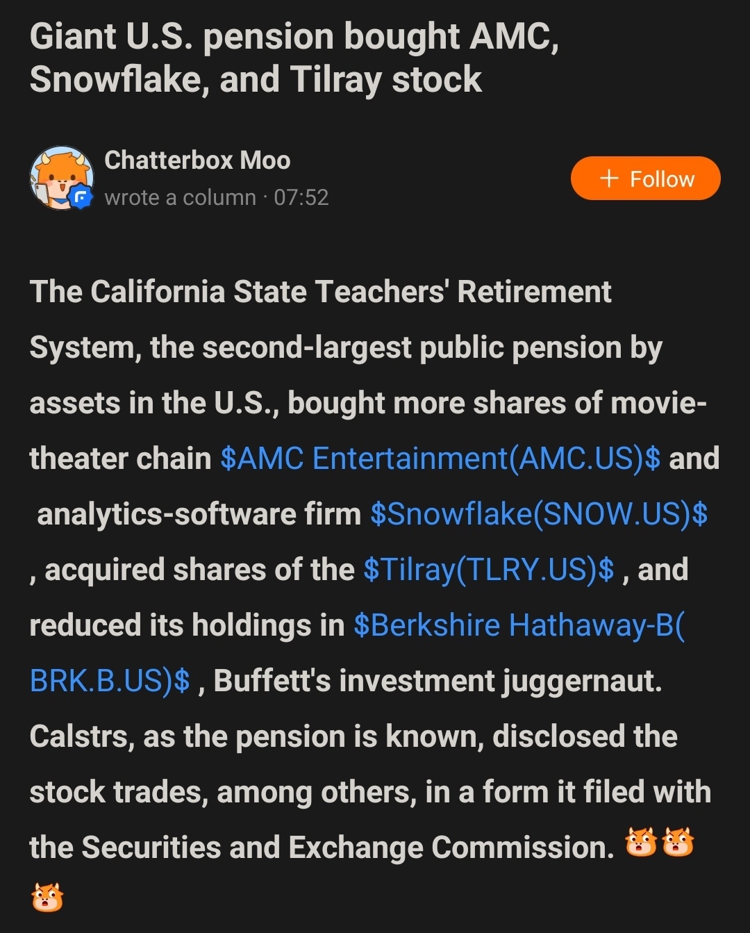 $AMC Entertainment (AMC.US)$ here's good news