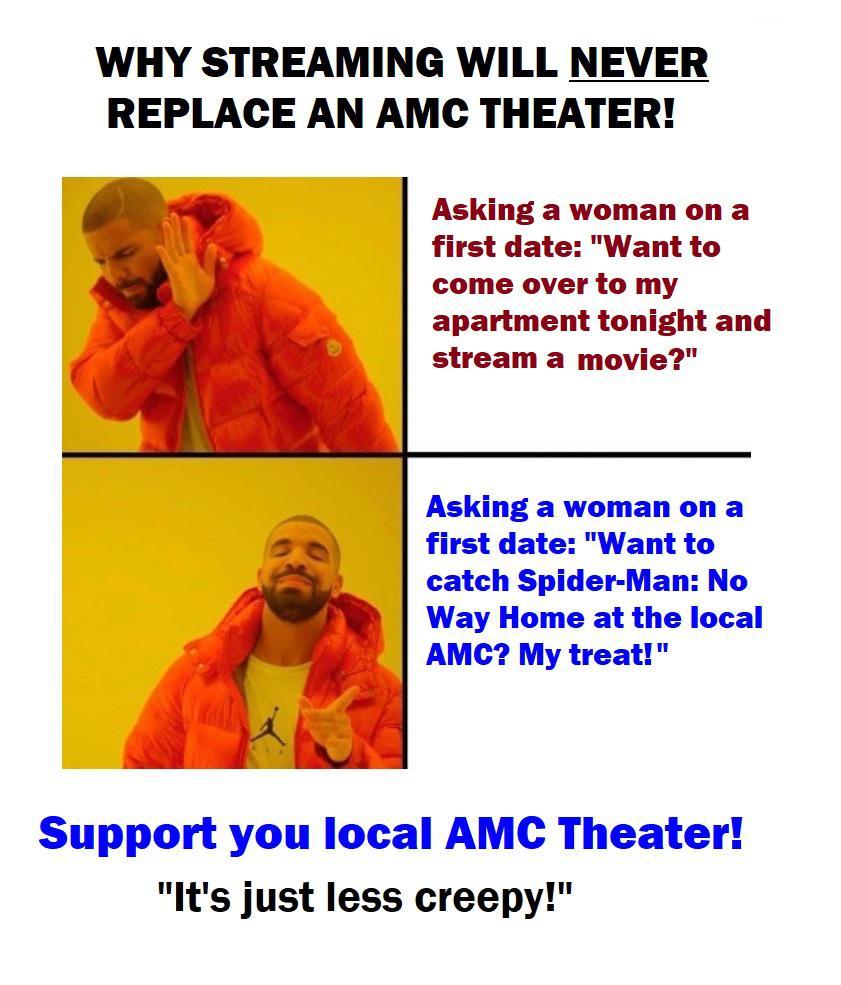 Movie Theaters will NEVER lose to streaming! AMC forever!