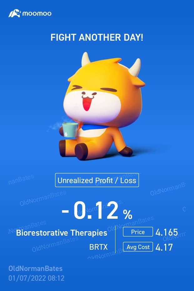 $Biorestorative Therapies (BRTX.US)$ 想像去年這樣，我會再次開始接受一些生物製藥職位，看看我是否可以像 2021 年那樣做得好！已經有一段時間了，我不想失去我的聯繫，哈哈