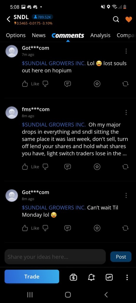 There are TEAMS of shorts about to get rekt on sndl. they are non stop doing damage control In other chats. They are never getting these shares back. I don't care what the price goes to now.