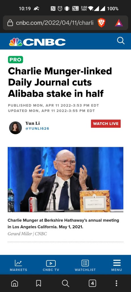 Charlie Munger sold baba