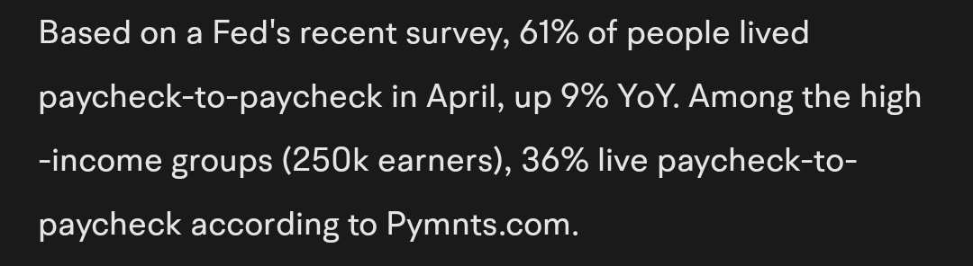 61% of people live paycheck-to-paycheck - My view?
