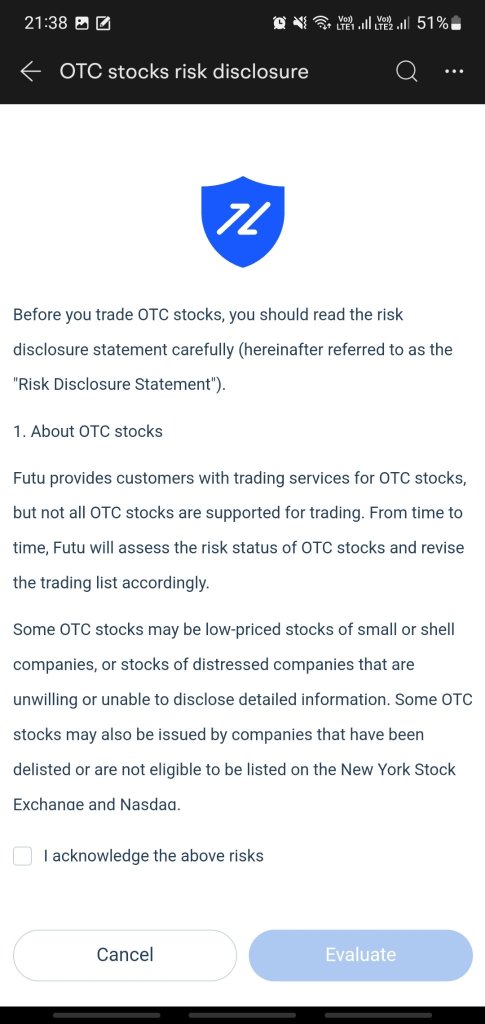 Oh I can trade OTC, just understand the risk and complete the quiz can already hahahah