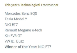 NIO ET7 wins new award in Denmark