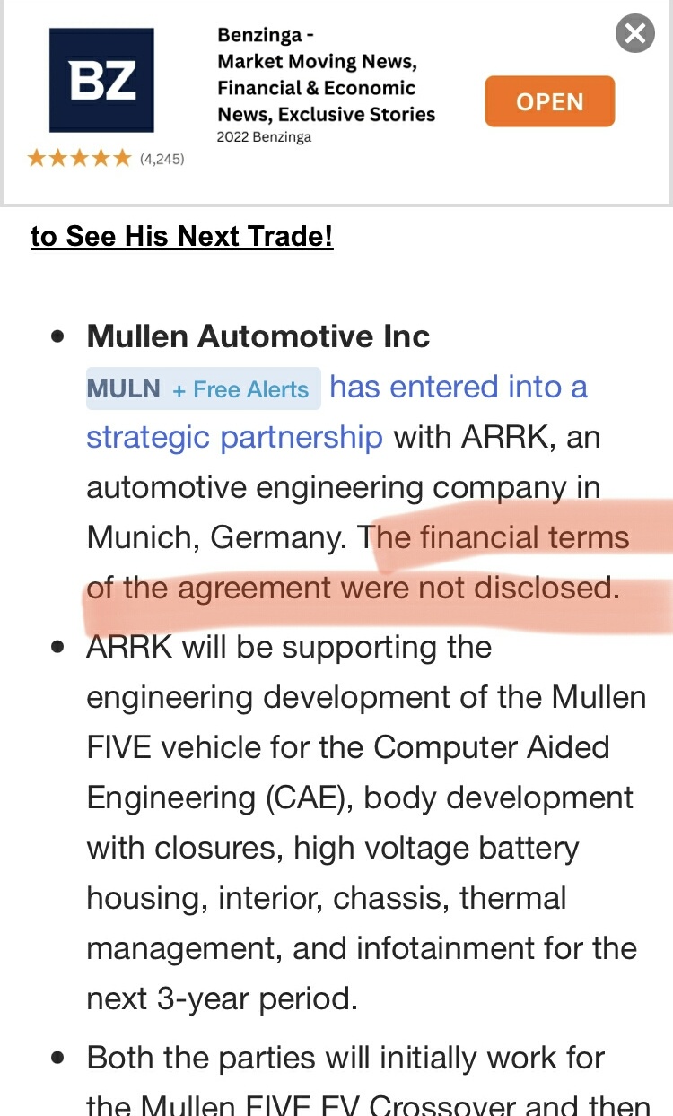 $ミューレン・オートモーティブ (MULN.US)$ARRkはどう感じているのですか？ プレマーケットでMULN株は5.24％高の6.03ドルで取引されています。