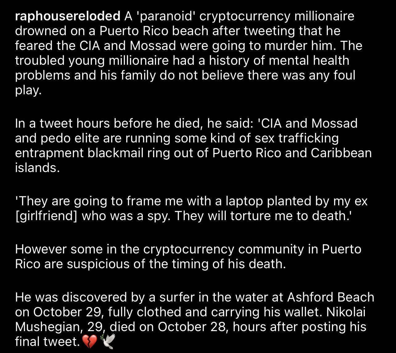 4th Crypto Billionaire Found Dead Near Beach In San Juan, P... - moomoo  Community