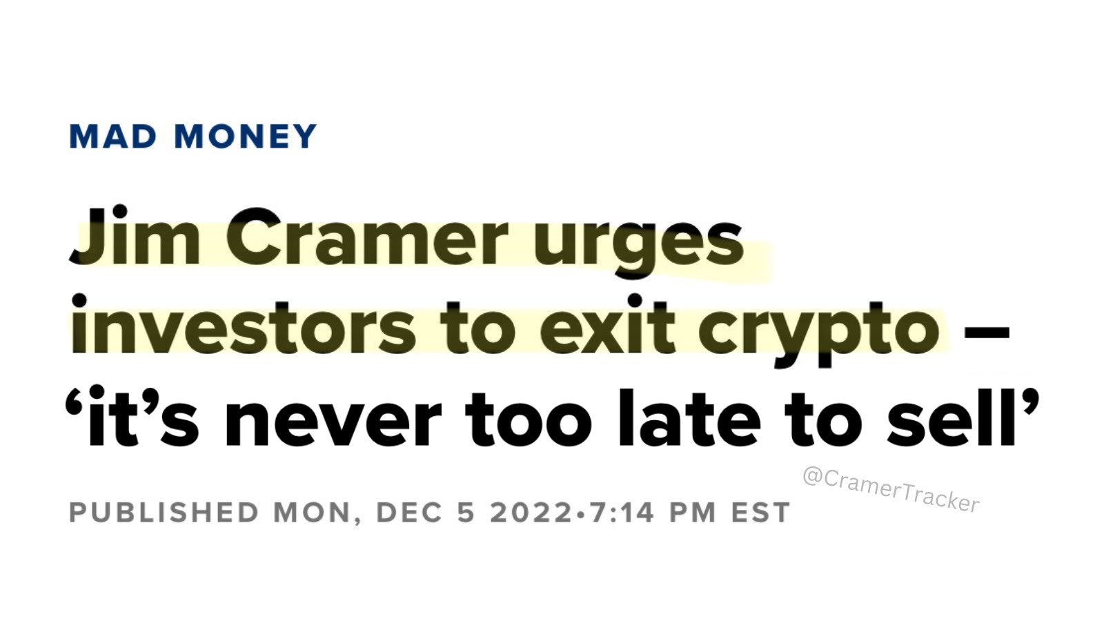 Jim Cramer urges investors to sell their crypto Finally!! Now I'm bullish! $Bitcoin (BTC.CC)$$Coinbase (COIN.US)$$FarmaTrust (FTT.CC)$$Dogecoin (DOGE.CC)$$Ether...