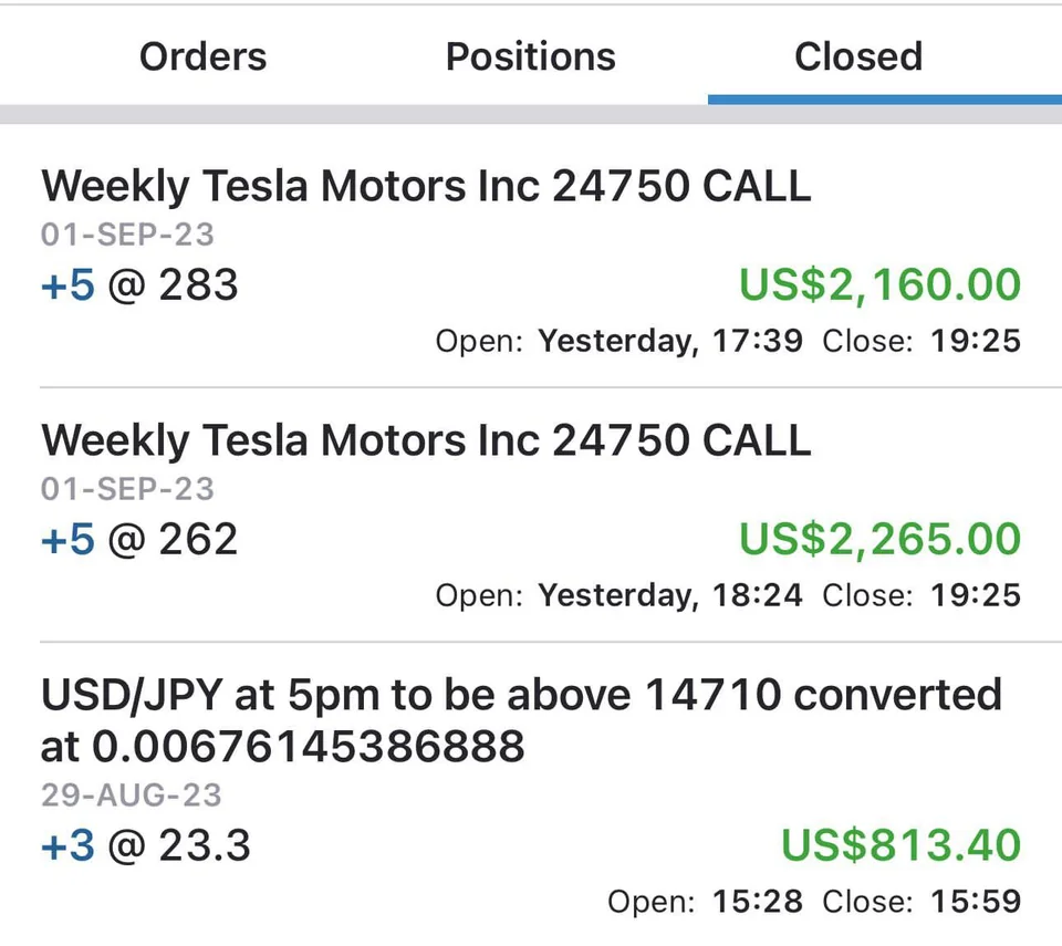 新手运气？第一次交易特斯拉期权 $特斯拉 (TSLA.US)$