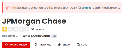 テスラファンが1つ星の評価でjpモルガンチェースのYelpページを攻撃しました