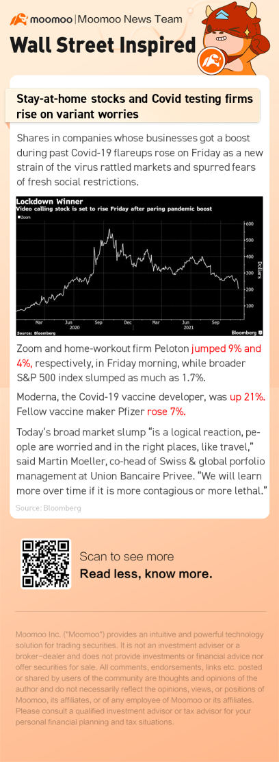 Stay-at-home stocks and Covid testing firms rise on variant worries