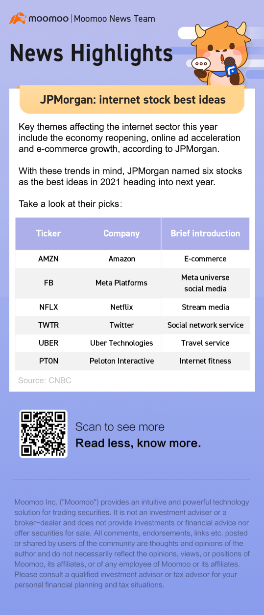 JPMorgan: internet stock best ideas