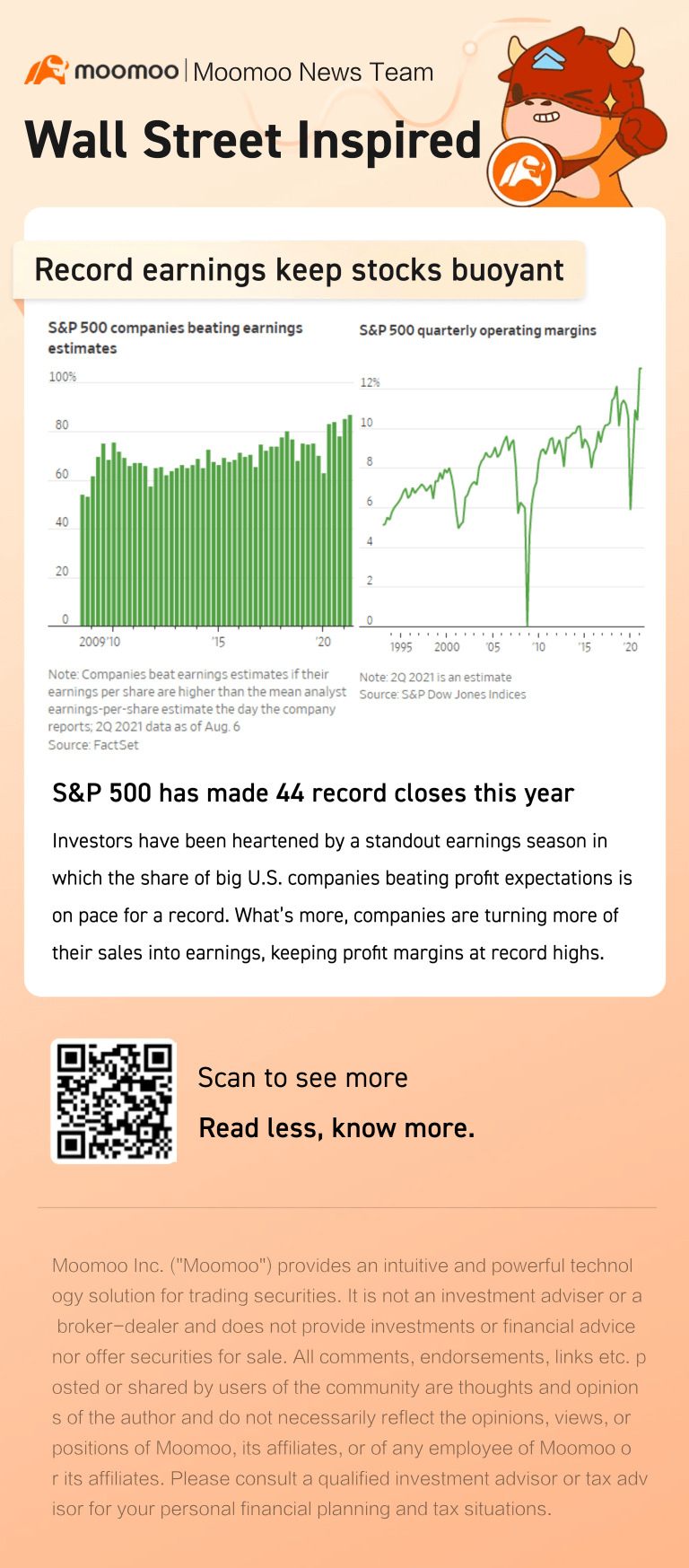 创纪录的收益使标普500指数达到了44次创纪录的收盘