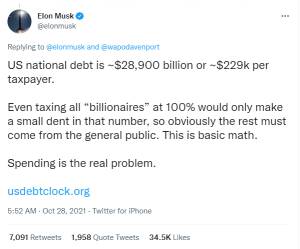 Elon Musk on US national debt: 'something has got to give'