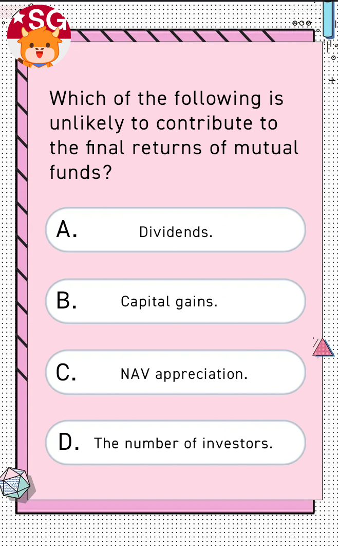 [測驗時間] 以下哪一項不太可能對共同基金的最終回報作出貢獻？
