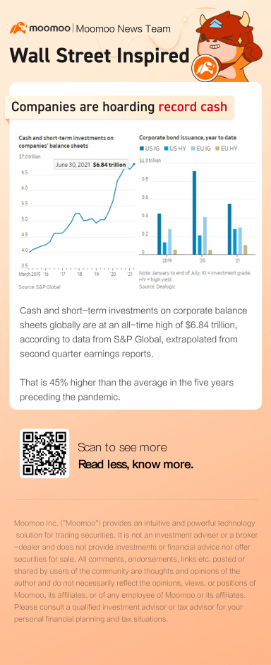 公司持有创纪录数量的现金