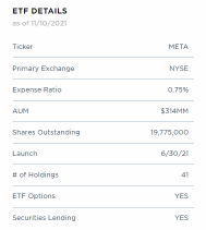 在元宇宙概念上蓬勃發展：META ETF 在四個月內突破了 30000萬美元的資產管理規模