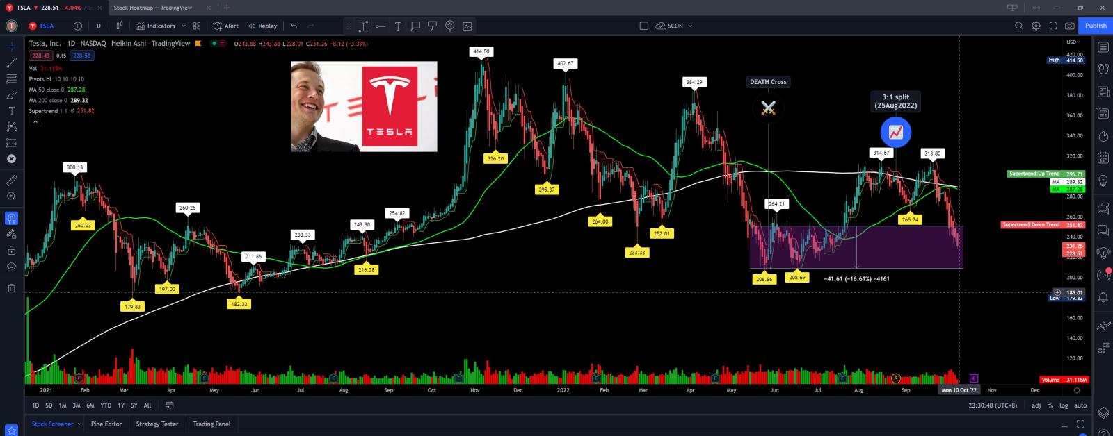 $Tesla (TSLA.US)$ purple zone.