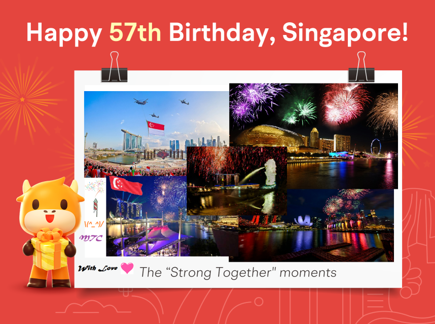 新加坡第 57 届快乐 🇸🇬 国庆节 💖！
