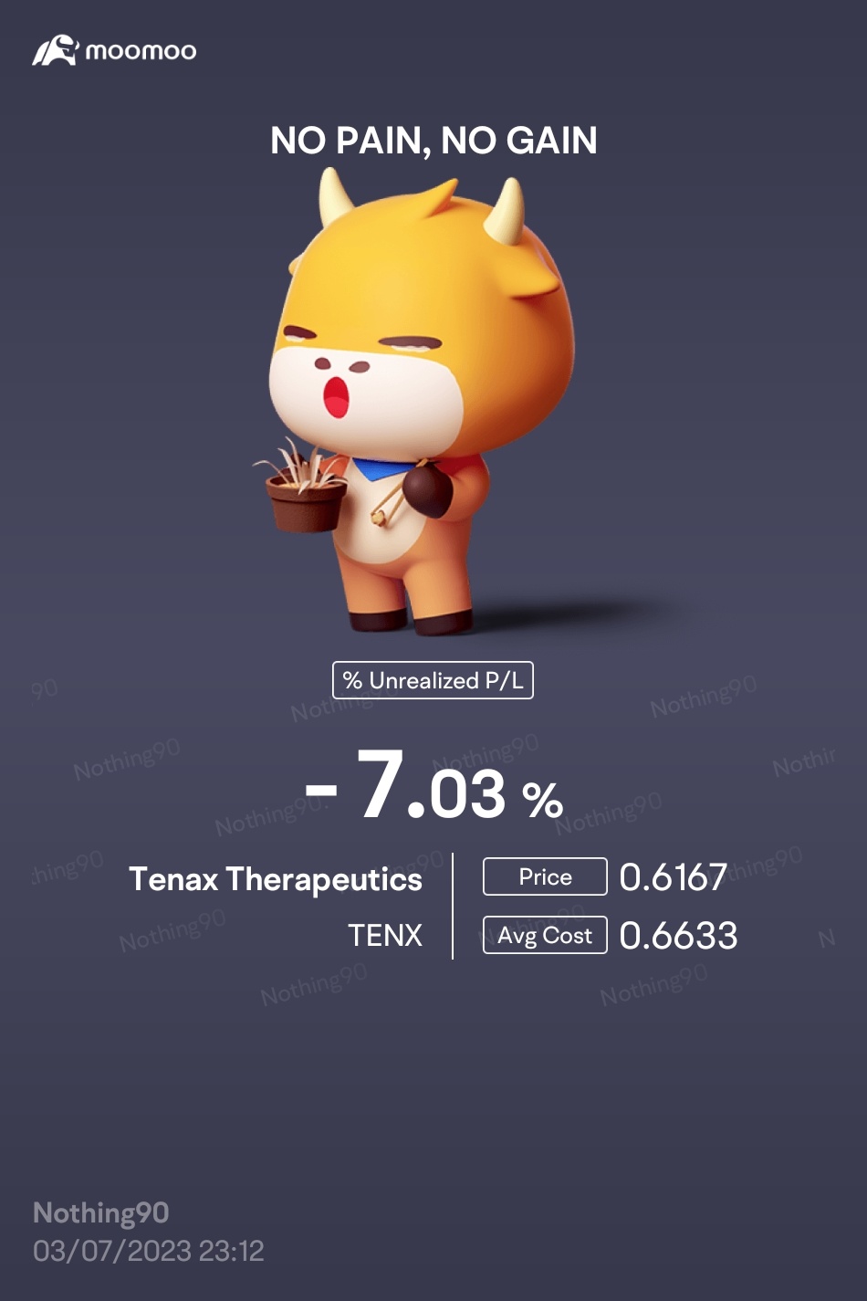 $Tenax Therapeutics (TENX.US)$ 不怕，沒有害怕。