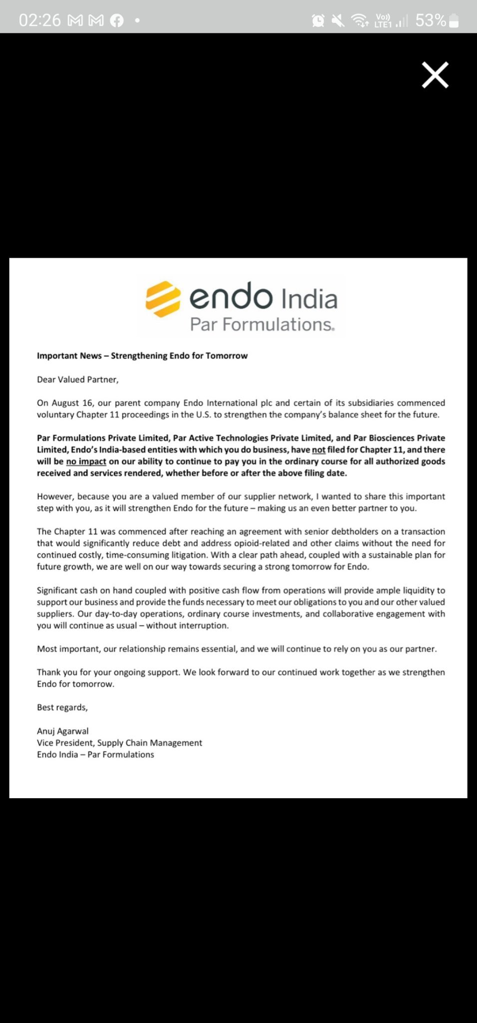 $Endo International (ENDP.US)$