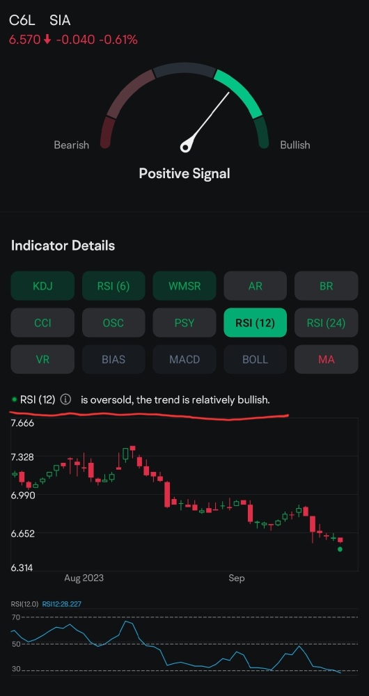 RSI 指標：新加坡航空股票超賣