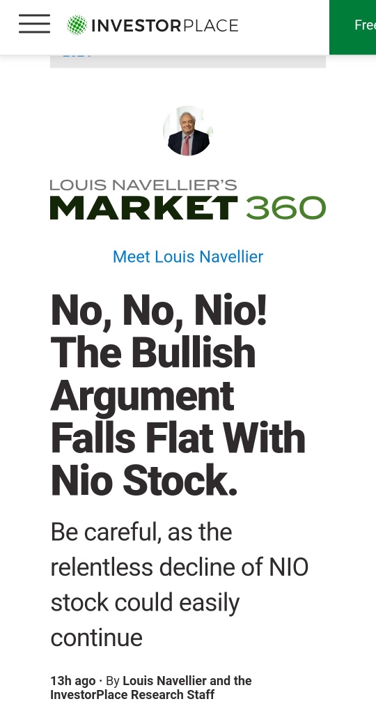 Nio 股價可能持續下跌-將股票分為「D」等級