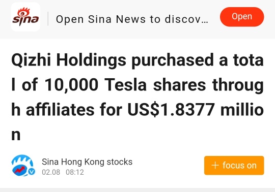 Bought 10,000 Tesla shares worth $1.8377 million Qizhan Holdings