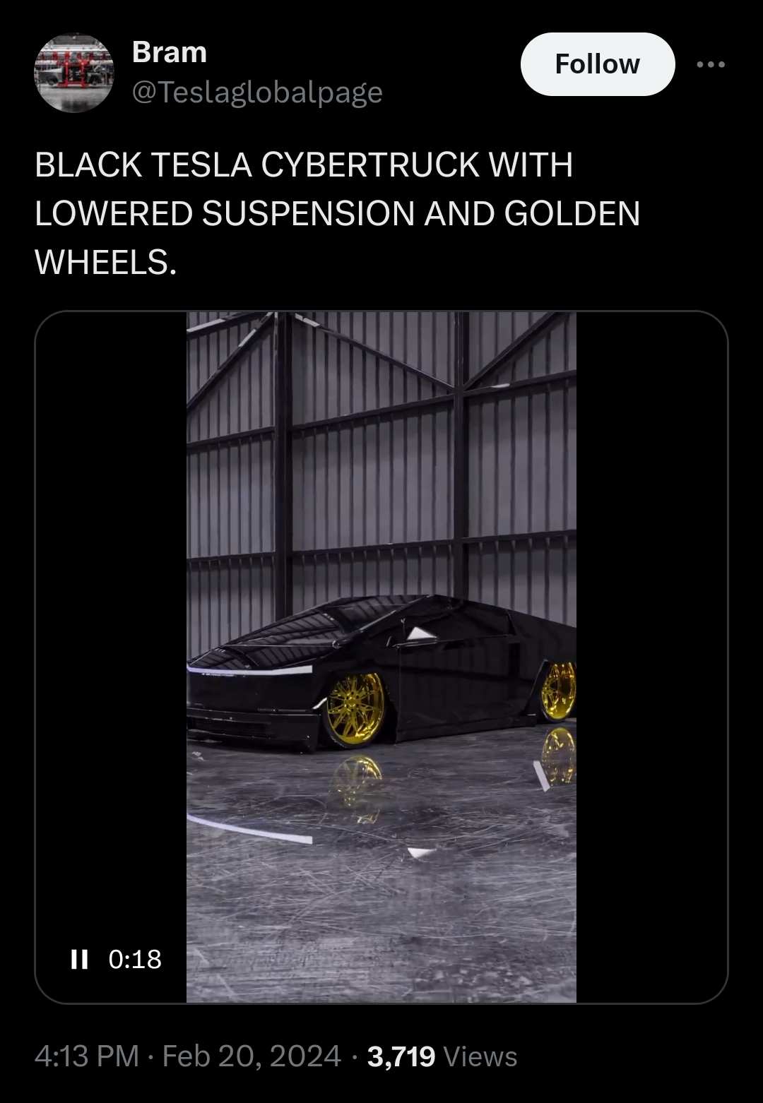 Black Tesla Cybertruck with Golden Wheels Better than any luxury cars