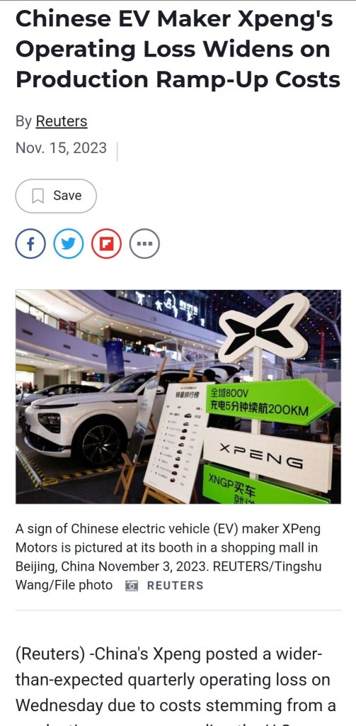 Xpeng's operating loss widens on production ramp-up costs